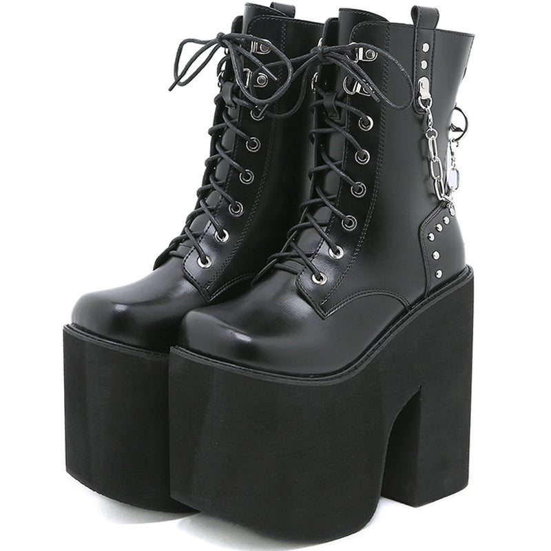 Platform Boots Metal Chain Goth Punk