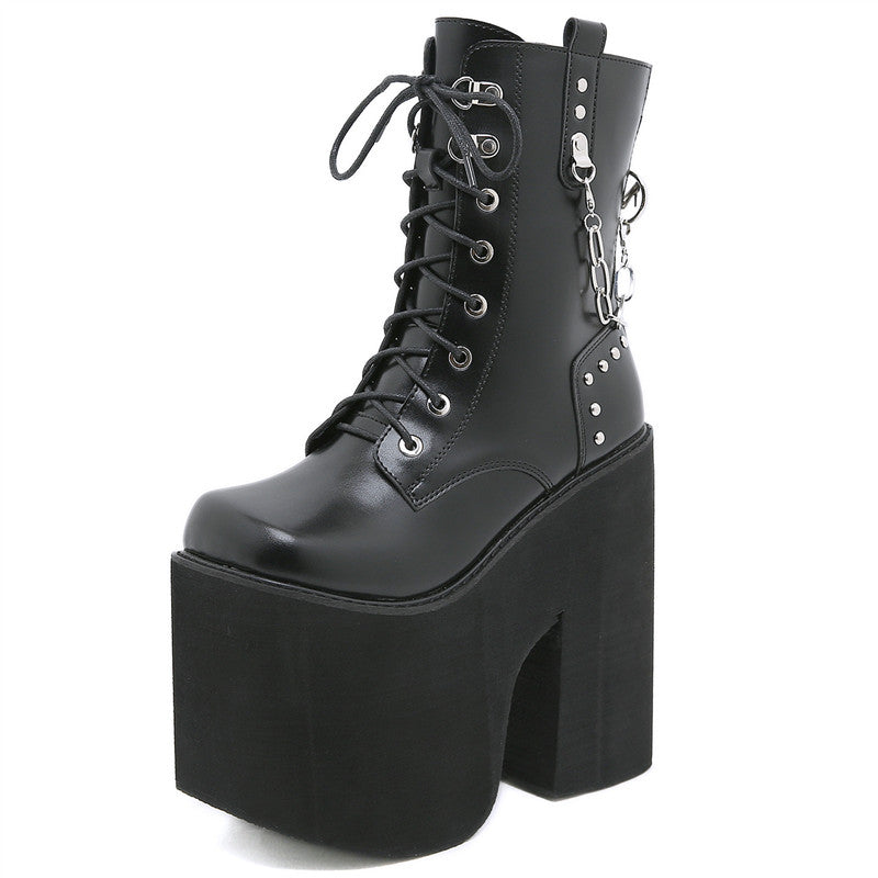 Platform Boots Metal Chain Goth Punk